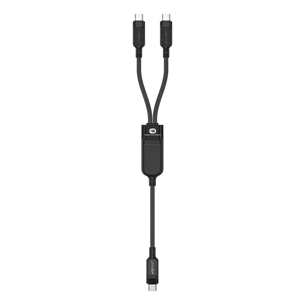 Acefast - Data Καλώδιο (c5-11) - Fast Charging, Usb-C To 2x Type-C, 2in1, 100w, 20v/5a, 480mb/s, 1.2m - Black - Image 2
