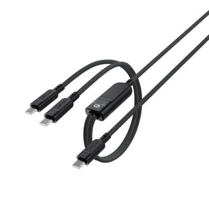 Acefast - Data Καλώδιο (c5-11) - Fast Charging,  Usb-C To 2x Type-C, 2in1, 100w, 20v/5a, 480mb/s, 1.2m - Black