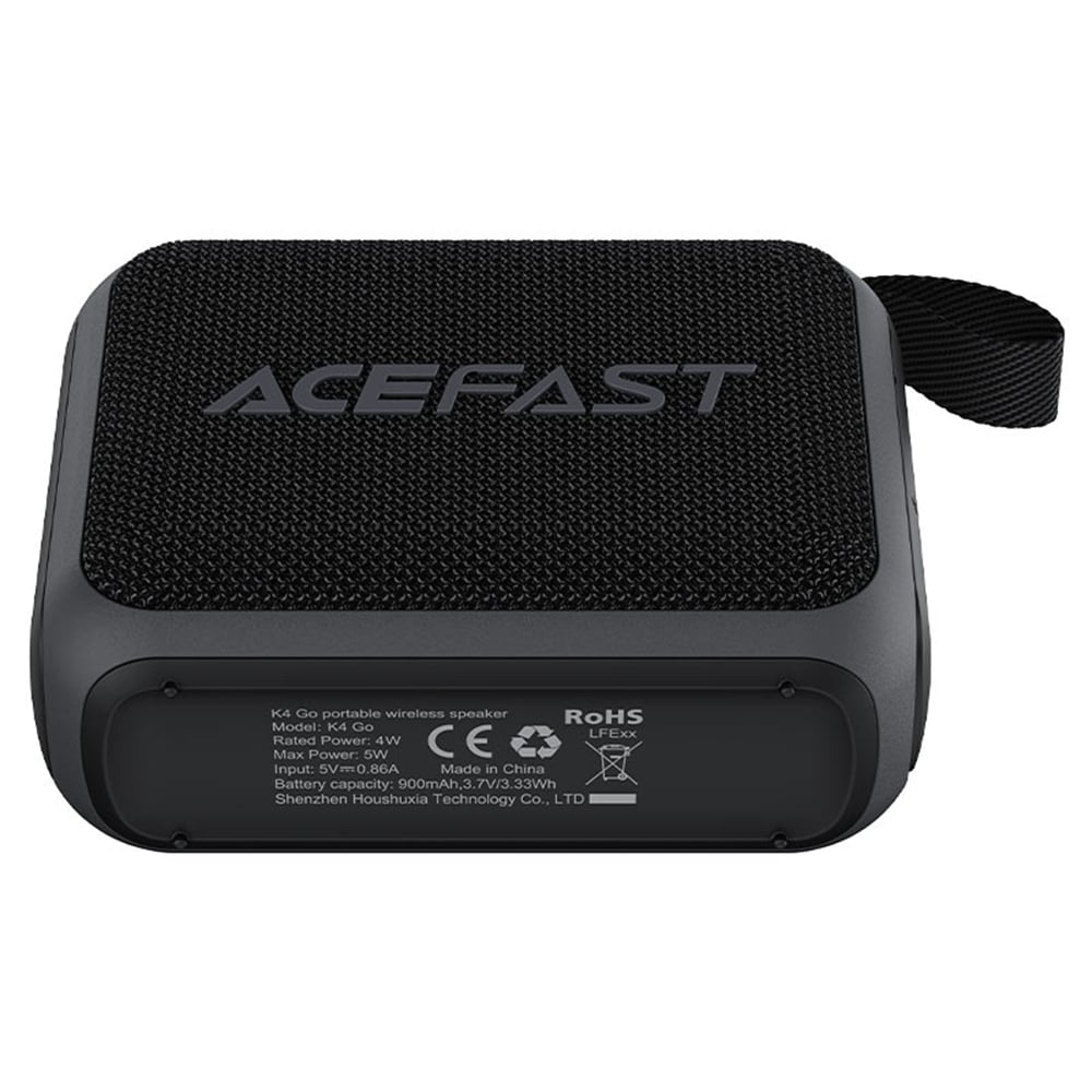 Acefast - Wireless Speaker Go (k4) - Bluetooth 5.4, Portable, 5w Full-Range Speaker, Waterproof Ipx7, Type-C, 900mah- Black - Image 4