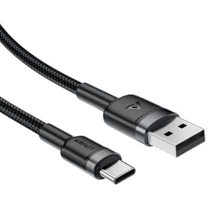Acefast - Data Καλώδιο (c22-04) - Fast Charge, Usb To Type-C, 3a, Bend-Resistant, Wide Compatibility, Nylon Braid, 1.2m - Black