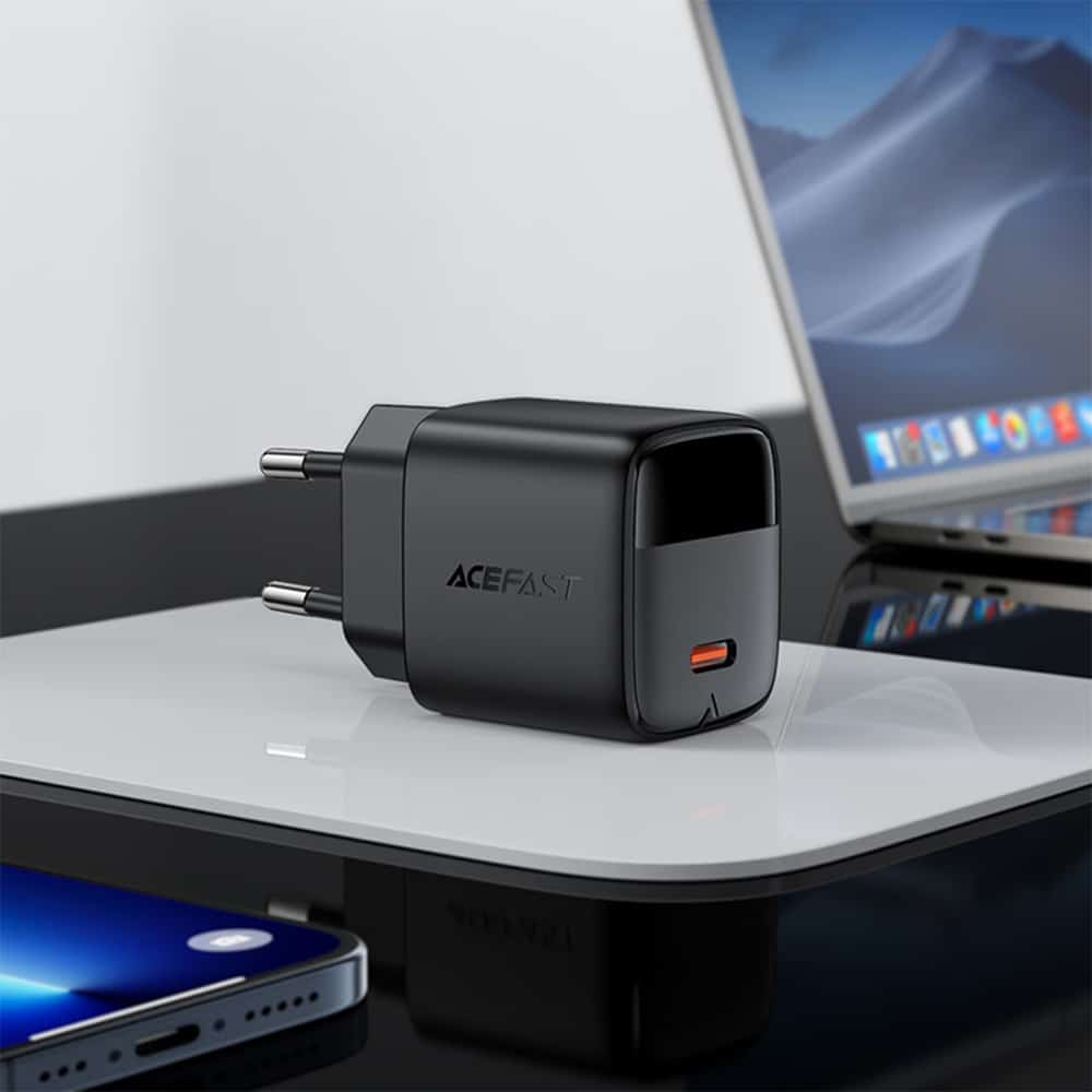 Acefast - Wall Charger (a113) - With Digital Display, Fast Charging, Gan, Type-C, Pd20w - Black - Image 5