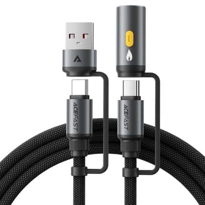 Acefast - Data Καλώδιο (j6) - Multifunction, Fast Charging, Usb/usb-C To Type-C/cigarette Lighter, 60w, 3a, 1.2m - Black