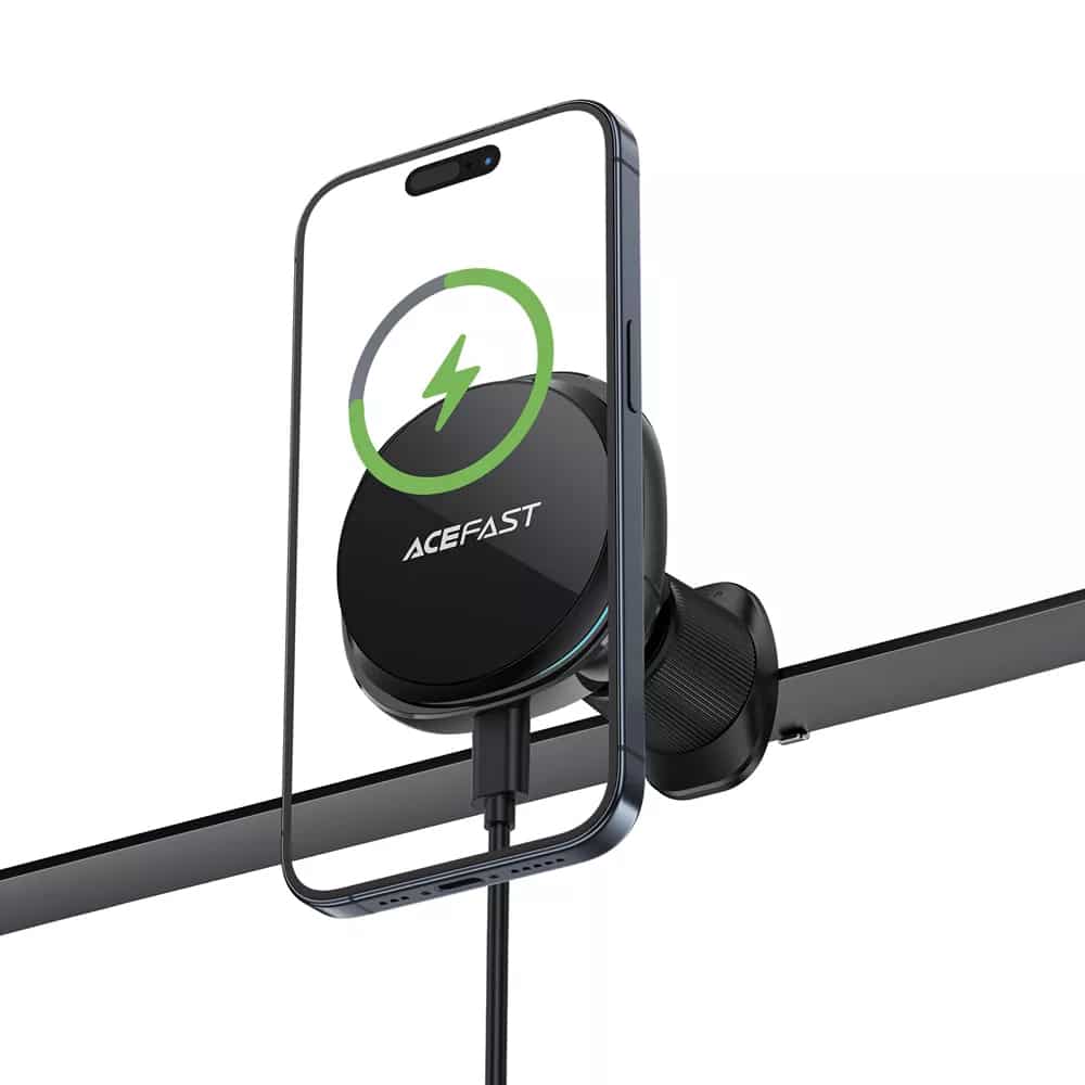 Acefast - Car Holder With Wireless Charging (d31) - For iPhone, Magsafe, 360° Adjustable, For Air Vent, 12v/2a, 15w - Black - Image 4