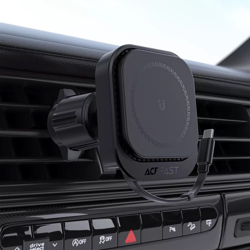 Acefast - Car Holder With Wireless Charging (d32) - For iPhone, Magsafe, Retractable Καλώδιο, For Air Vent, Usb-C, 85cm - Black - Image 6