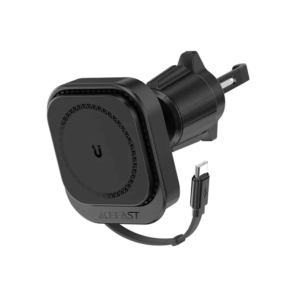 Acefast - Car Holder With Wireless Charging (d32) - For iPhone, Magsafe, Retractable Καλώδιο, For Air Vent, Usb-C, 85cm - Black - Image 5