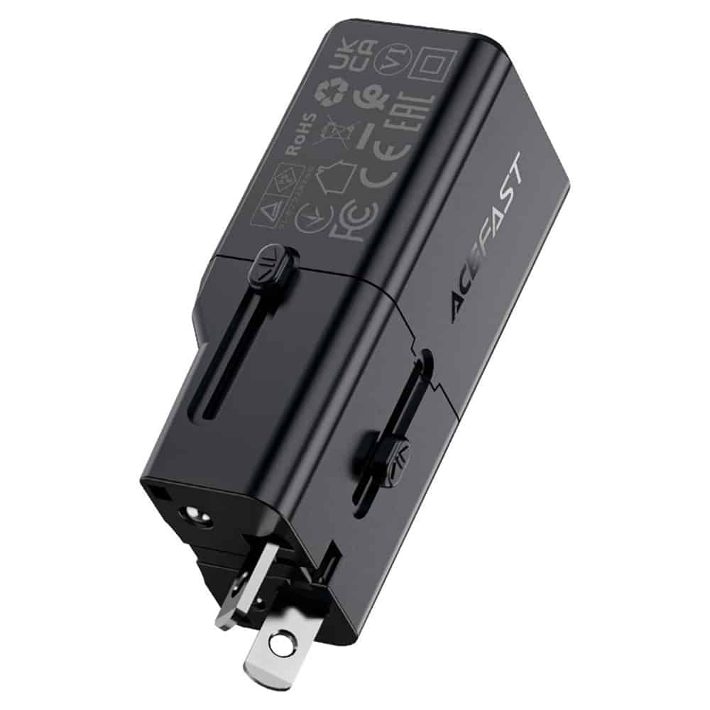 Acefast - Travel Adapter (z7) - Gan, Type-C, Eu, Uk, Au, Us, Pd30w, Multifunctional Fast Charger, Mini Design - Black - Image 3