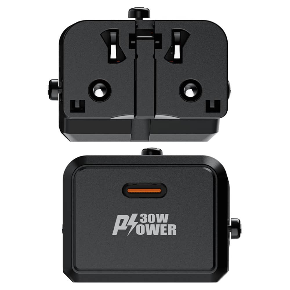 Acefast - Travel Adapter (z7) - Gan, Type-C, Eu, Uk, Au, Us, Pd30w, Multifunctional Fast Charger, Mini Design - Black - Image 2