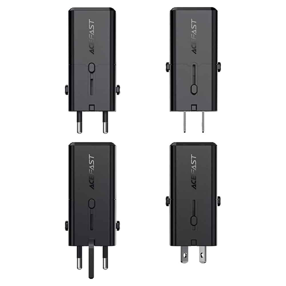 Acefast - Travel Adapter (z7) - Gan, Type-C, Eu, Uk, Au, Us, Pd30w, Multifunctional Fast Charger, Mini Design - Black - Image 4