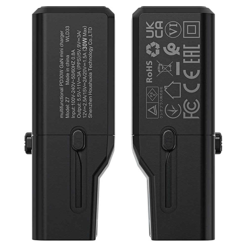 Acefast - Travel Adapter (z7) - Gan, Type-C, Eu, Uk, Au, Us, Pd30w, Multifunctional Fast Charger, Mini Design - Black - Image 5