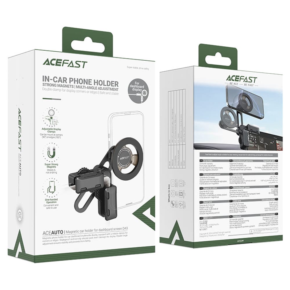 Acefast - Car Holder (d43) - For Dashboard Screen, Magnetic Grip, Multi-Angle Adjustment, Secure Fit, Universal - Black - Image 7