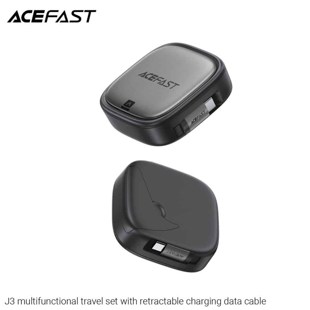 Acefast - Data Καλώδιο (j3) - Travel Set With Retractable Καλώδιο 2x Usb-C, Usb, Lightning, Micro-Usb, Tf, 60w, 3a, 0.95m - Black - Image 5