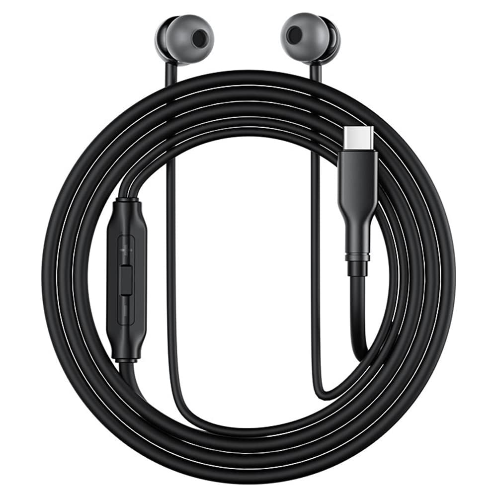 Acefast - Wired Earphones (l8) - Type-C, In-Ear Design, With Microphone, Control Remote, Flexible, Silicone, 1.2m - Gray - Image 2