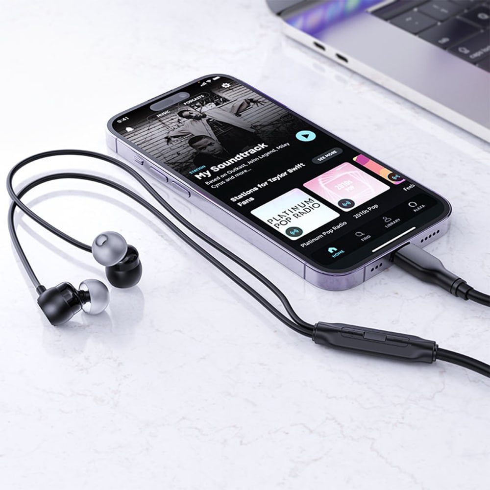 Acefast - Wired Earphones (l8) - Type-C, In-Ear Design, With Microphone, Control Remote, Flexible, Silicone, 1.2m - Gray - Image 4