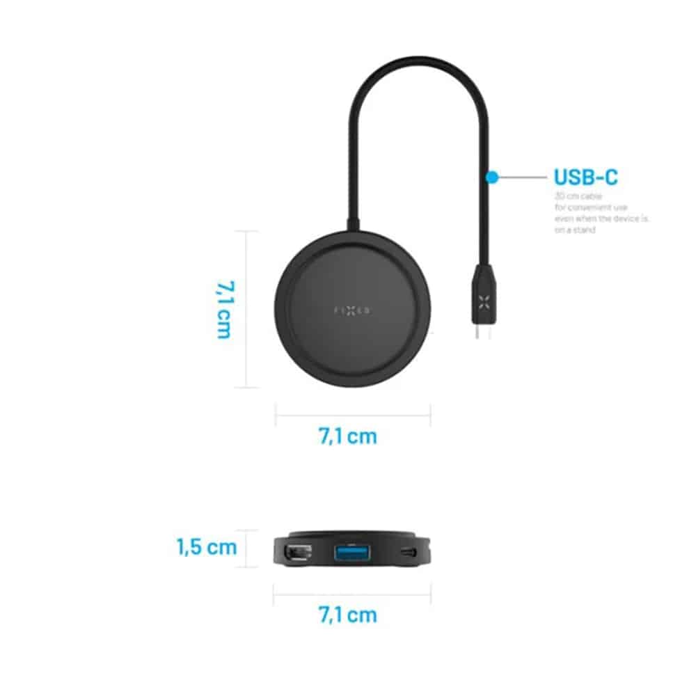 Fixed - Maghub 7in1 (fixhu-M-Bk) - USB-C To 2x USB-C, USB-A, Hdmi, Micro-Sd/sd Card Reader, Wireless Magsafe, Pd100w, 4k, 5gb/s - Black - Image 4