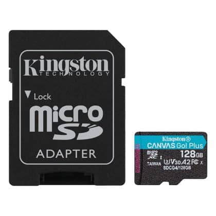 MicroSDXC Memory Card Kingston Canvas Go Plus Android A2 With Adapter, 128gb, Class 10 / Uhs-1 U3 Sdcg4/128gb