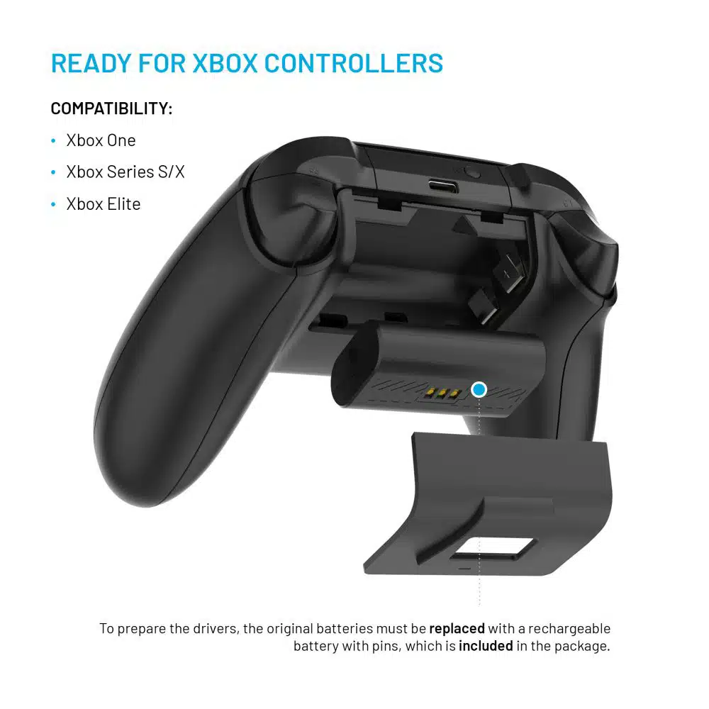 Fixed - Dual Charging Dock (fixxb-Dcc-Bk) - For Xbox Series S, X, Elite And One Wireless Controllers, Led, USB-C Port - Black - Image 3
