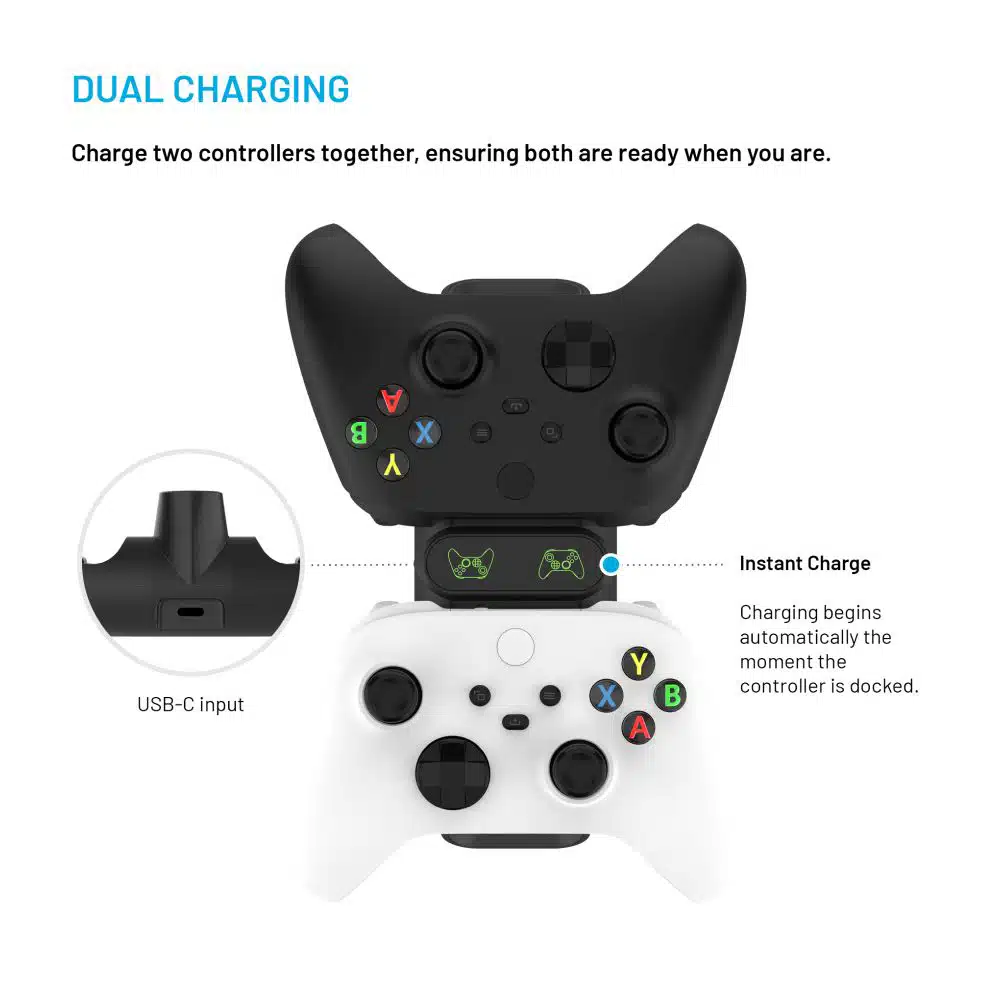 Fixed - Dual Charging Dock (fixxb-Dcc-Bk) - For Xbox Series S, X, Elite And One Wireless Controllers, Led, USB-C Port - Black - Image 4