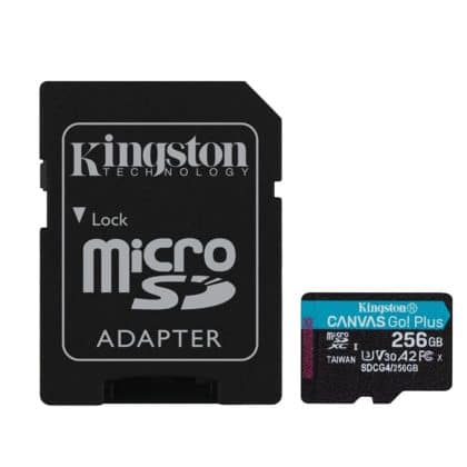 MicroSDXC Memory Card Kingston Canvas Go Plus Android A2 With Adapter, 256gb, Class 10 / Uhs-1 U3 Sdcg4/256gb