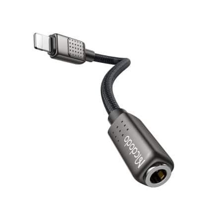 Mcdodo - Audio Adapter (ca-5010) - Lightning Male To Jack 3.5mm Female, Nylon Braided, 0.11m - Black
