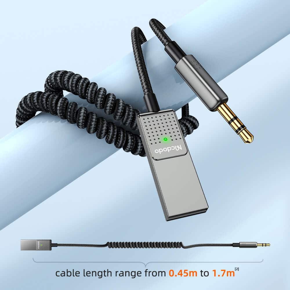 Mcdodo - Audio Καλώδιο (ca-8700) - Type-C To Jack 3.5mm, Coil Design, Nylon Braided, 1.7m - Black - Image 5