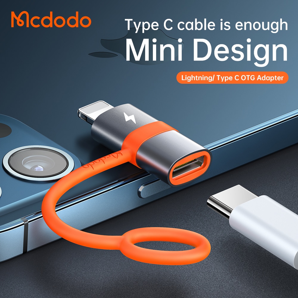 Mcdodo - Adapter (ot-0510) - With Silicone Hook, Aluminium Alloy, Type-C To Lightning, 36w Portable Design - Grey - Image 4