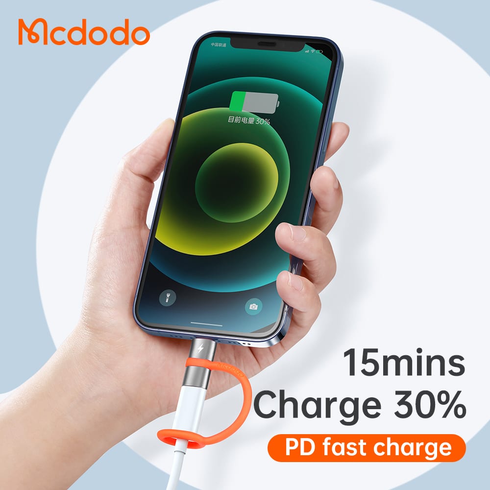 Mcdodo - Adapter (ot-0510) - With Silicone Hook, Aluminium Alloy, Type-C To Lightning, 36w Portable Design - Grey - Image 6