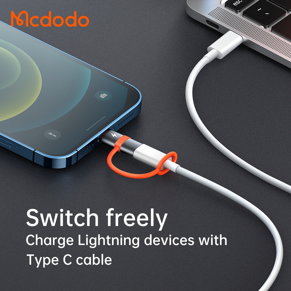 Mcdodo - Adapter (ot-0510) - With Silicone Hook, Aluminium Alloy, Type-C To Lightning, 36w Portable Design - Grey - Image 5