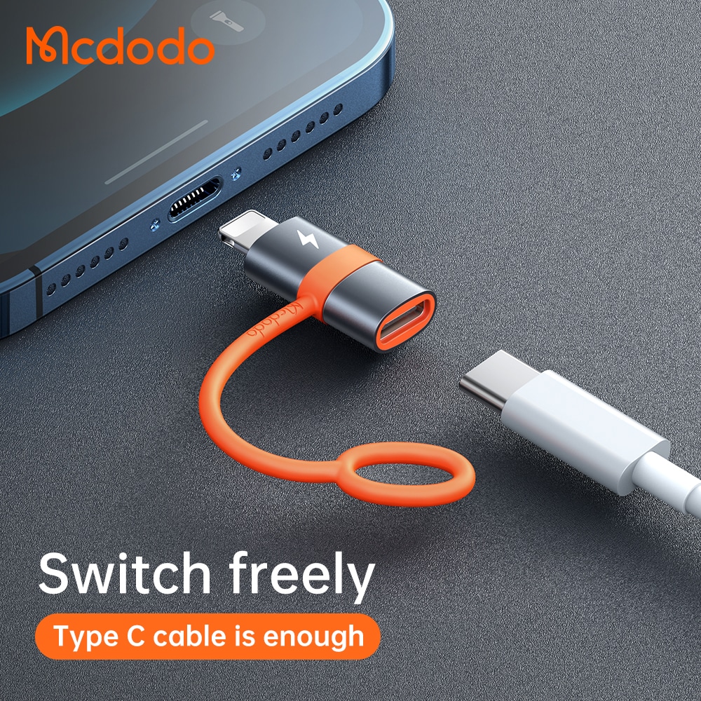 Mcdodo - Adapter (ot-0510) - With Silicone Hook, Aluminium Alloy, Type-C To Lightning, 36w Portable Design - Grey - Image 7