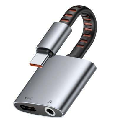 Mcdodo - Audio Adapter (ca-3120) - Usb-C To Usb-C & Dc 3.5mm, Pd60w, Premium Sound Quality, Aluminum Alloy/nylon, 0.1m - Gray