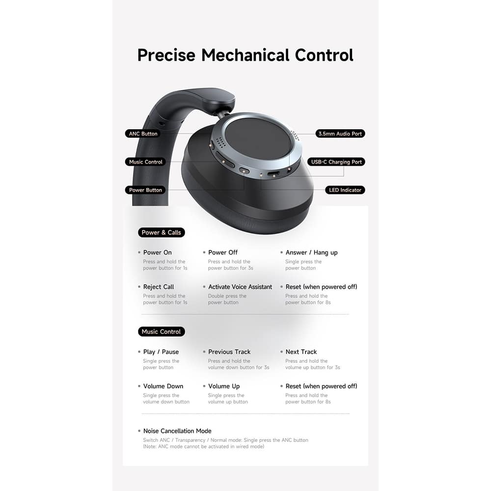Mcdodo - Wireless Headphones T03 Series (hp-5820) - On-Ear, Bluetooth V5.4, 500mah, Anc Technology - Black - Image 5