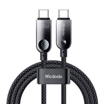 Mcdodo - Data Καλώδιο (ca-4780) - Type-C To Type-C, Pd60w, With Built-In Led Display, Abs + Nylon, 1.2m - Black