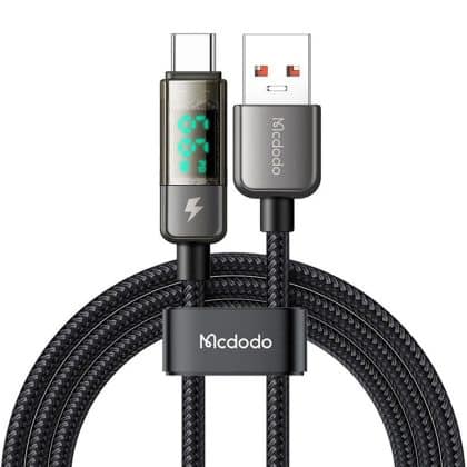 Mcdodo - Data Καλώδιο (ca-3630) - Type-C To Usb-A, 6a Digital Display, Auto Power Off, Transparent Design, 1.2m - Black