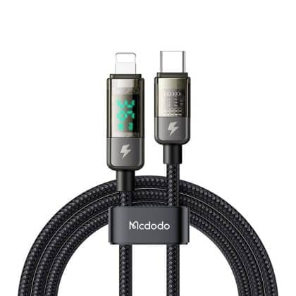 Mcdodo - Data Καλώδιο (ca-3600) - Type-C To Lightning, 36w, Digital Display, Auto Power Off, Transparent Design, 1.2m - Black
