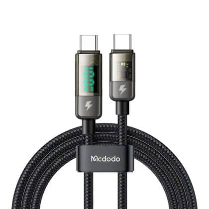 Mcdodo - Data Καλώδιο (ca-3610) - Type-C To Type-C, 100w, Digital Display, Auto Power Off, Transparent Design, 1.2m - Black