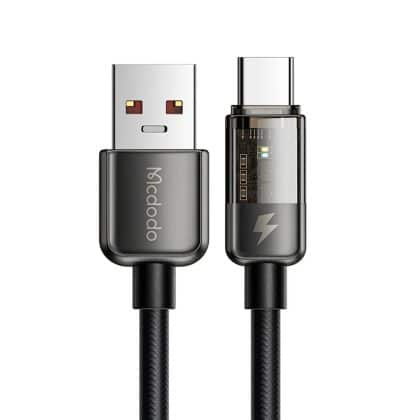 Mcdodo - Data Καλώδιο (ca-3150) - Usb To Type-C, 6a, Super Charge, Transparent Design, Auto Power Off, 1.2m - Black
