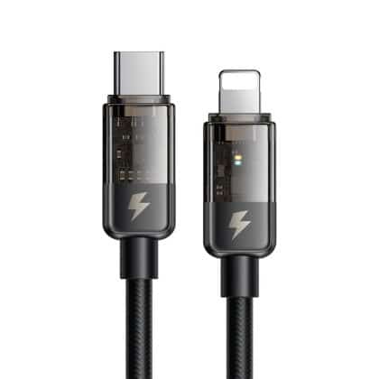 Mcdodo - Data Καλώδιο (ca-3160) - Type-C To Lightning, 36w, Transparent Design, Auto Power Off, 1.2m - Black