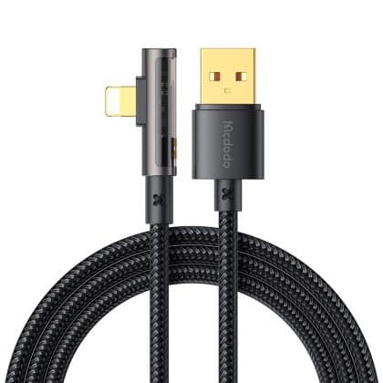 Mcdodo - Data Καλώδιο (ca-3510) - Usb-A To Lightning, 90 Degree Design, 3a, Transparent Design, 1.2m - Black
