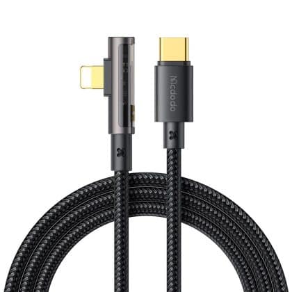 Mcdodo - Data Καλώδιο (ca-3390) - Usb-C To Lightning, 90 Degree Design, 36w, Transparent Design, 1.2m - Black