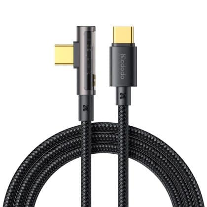 Mcdodo - Data Καλώδιο (ca-3400) - Usb-C To Usb-C, 90 Degree Design, 100w, Transparent Design, 5a, 1.2m - Black