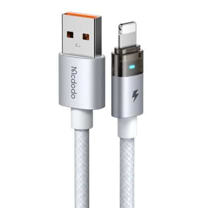 Mcdodo - Data Καλώδιο (ca-6912) - With Charging Light, Usb-A To Lightning, Transparent Καλώδιο, 3a, 1.2m - White