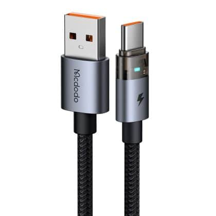 Mcdodo - Data Καλώδιο (ca-6890) - With Charging Light, Usb-C To Usb-A, Transparent Καλώδιο, 6a, 1.2m - Black
