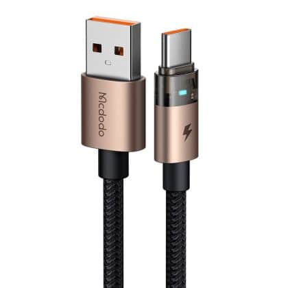 Mcdodo - Data Καλώδιο (ca-6891) - With Charging Light, Usb-C To Usb-A, Transparent Καλώδιο, 6a, 1.2m - Desert Gold