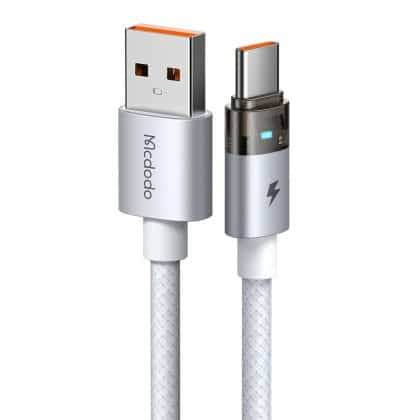 Mcdodo - Data Καλώδιο (ca-6892) - With Charging Light, Usb-C To Usb-A, Transparent Καλώδιο, 6a, 1.2m - White