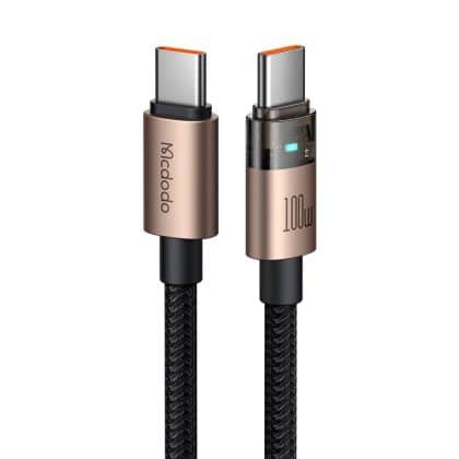 Mcdodo - Data Καλώδιο (ca-5581) - With Charging Light, Usb-C To Usb-C, Transparent Καλώδιο, 100w, 1.2m - Desert Gold