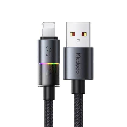 Mcdodo - Data Καλώδιο (ca-8170) - With Colorful Lights, Usb-A To Lightning, 3a, 1.2m - Black