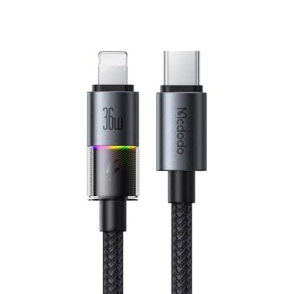 Mcdodo - Data Καλώδιο (ca-8190) - With 7 Colorful Lights, Usb-C To Lightning, 36w, 3a, 1.2m - Black