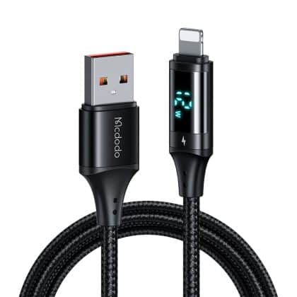 Mcdodo - Data Καλώδιο (ca-1060) - Usb 2.0 To Lightning, With Digital Display, Nylon Braided, Aluminum Alloy, 3a, 1.2m - Black