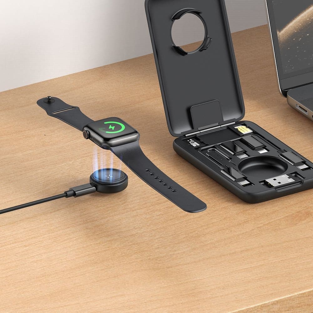 Mcdodo - 8in1 Accessory Organizer (ch-2440) - With Built-In Apple Watch Charger, Fast Charging, Portable Design - Black - Image 6