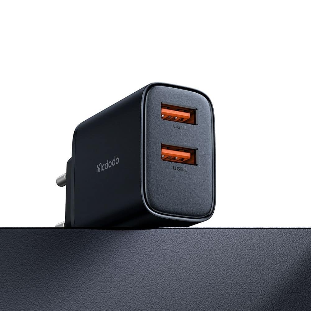 Mcdodo - Wall Charger Beryllium Series (ch-5070) - 2x Usb-A. 12w, 2a, Fireproof Pc - Black - Image 3