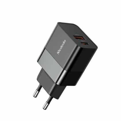 Mcdodo - Wall Charger Hydrogen Series (ch-1951) - Dual Port, 20w, Fast Charger, Fireproof Pc - Black